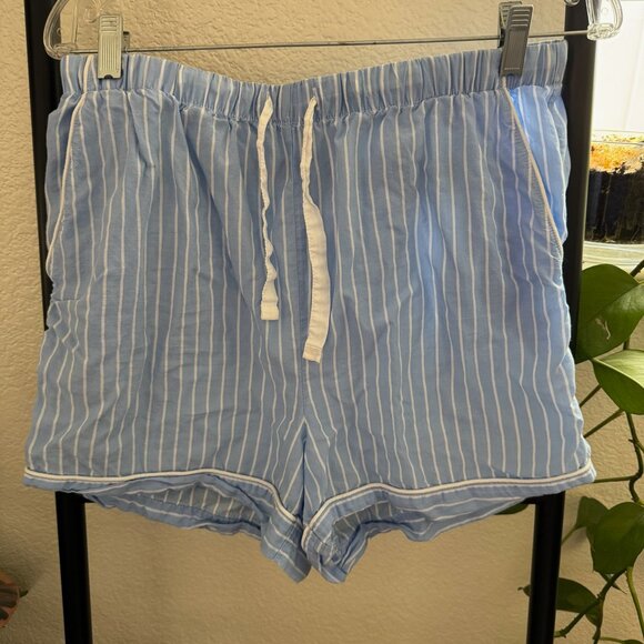 Blue Striped Sleep Shorts Size Medium - Picture 1 of 3